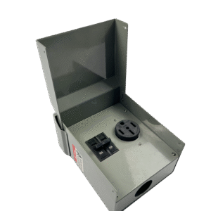 RV 50A Outlet Box with Old-Style Black Breaker