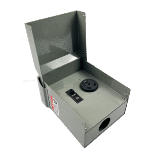 RV 30A Outlet Box with Old-Style Black Breaker