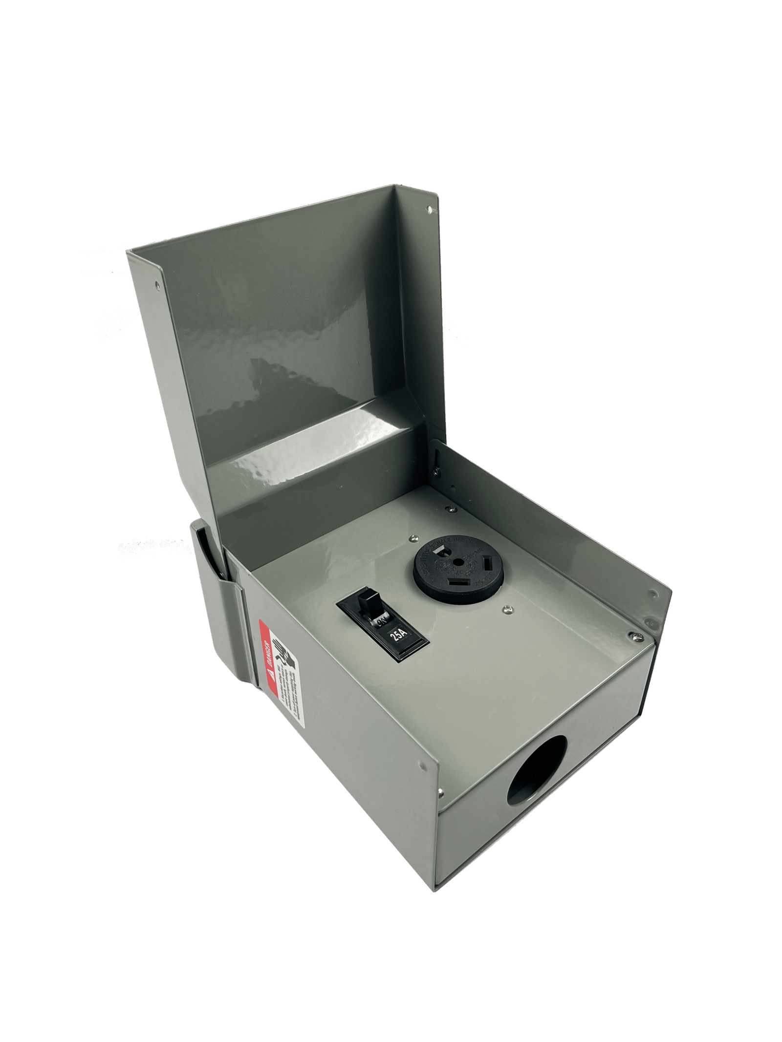 RV 30A Outlet Box with Old-Style Black Breaker